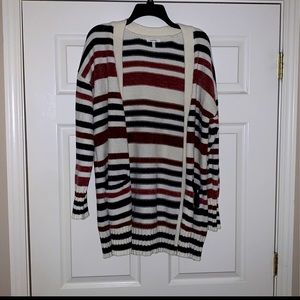 large cardigan striped sweater